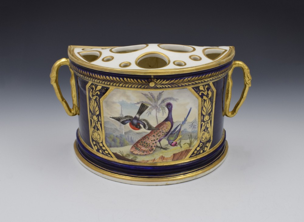 Bloor Period Derby Porcelain Bough Pot Dodson Exotic Birds c.1815