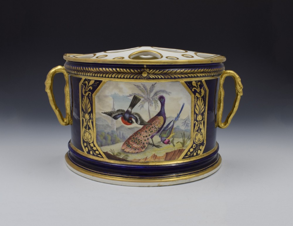 Bloor Period Derby Porcelain Bough Pot Dodson Exotic Birds c.1815 View II
