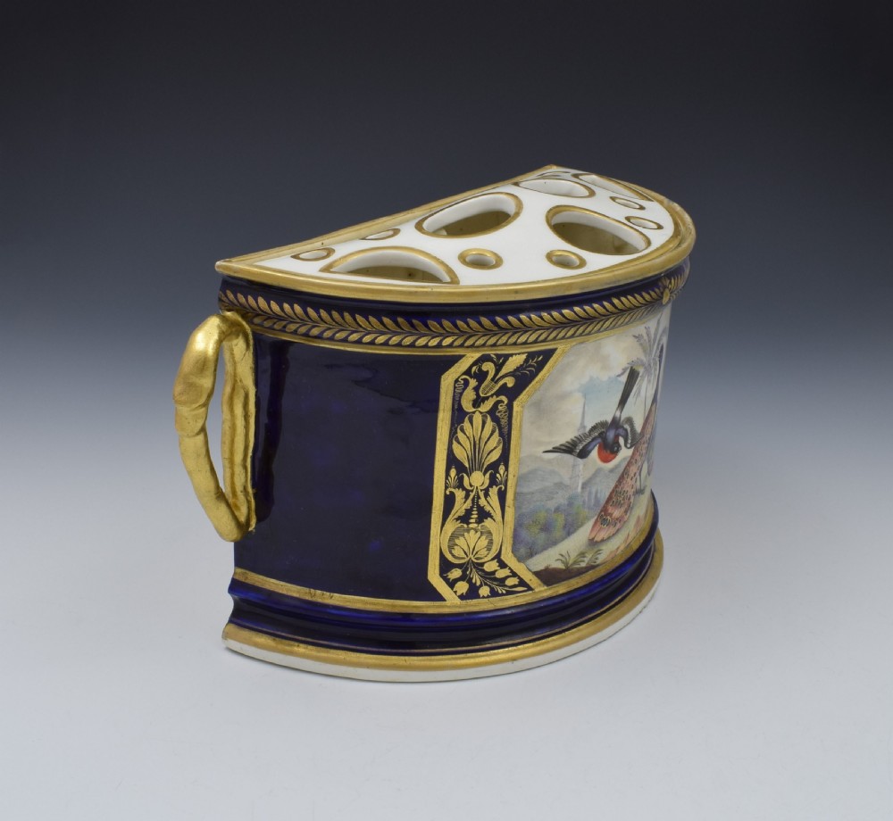 Bloor Period Derby Porcelain Bough Pot Dodson Exotic Birds c.1815 View III