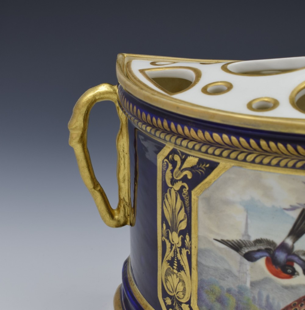 Bloor Period Derby Porcelain Bough Pot Dodson Exotic Birds c.1815 View XV