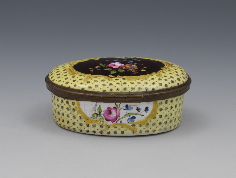 Large South Staffordshire Bilston Yellow Enamel Snuff Box View IV