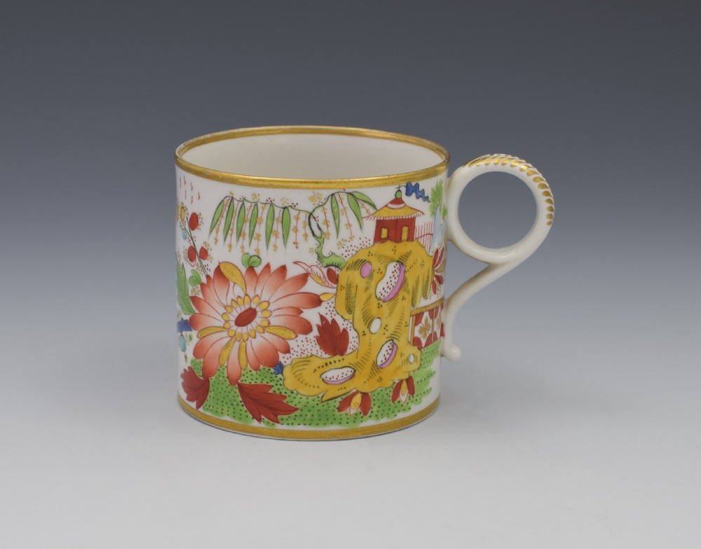 Unusual Worcester Barr Flight & Barr Porcelain Coffee Can & Saucer View IX
