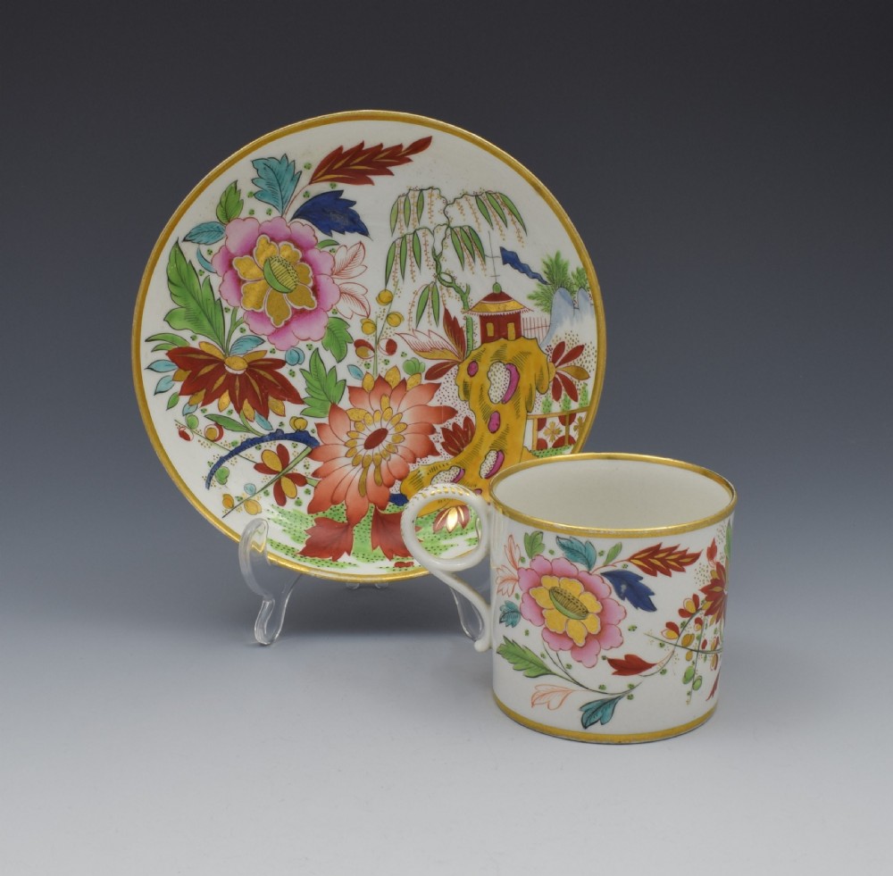 Unusual Worcester Barr Flight & Barr Porcelain Coffee Can & Saucer