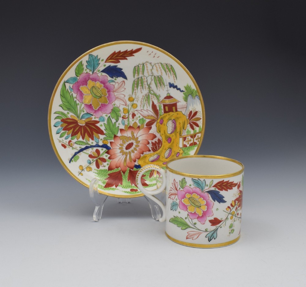 Unusual Worcester Barr Flight & Barr Porcelain Coffee Can & Saucer View II
