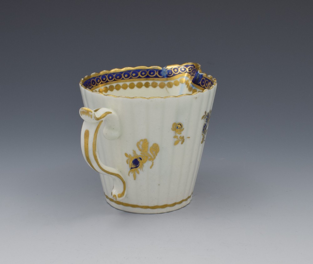 Caughley Porcelain Fluted Cream Jug Dresden Flowers c.1790 View II