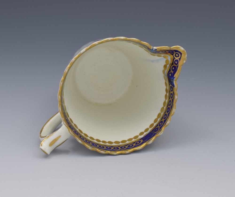 Caughley Porcelain Fluted Cream Jug Dresden Flowers c.1790 View XI