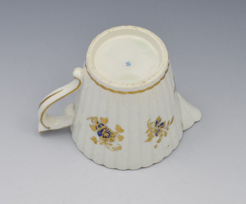 Caughley Porcelain Fluted Cream Jug Dresden Flowers c.1790 View XII