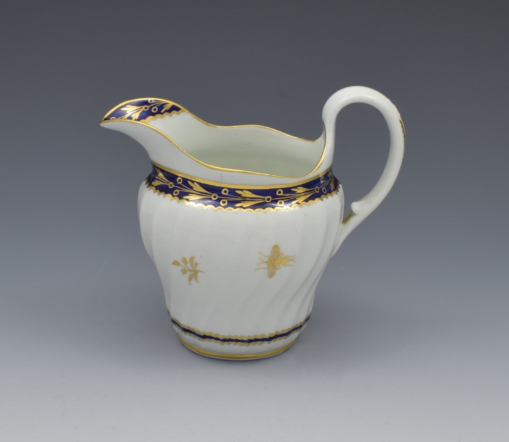 Flight Period Worcester Porcelain Waisted Cream Jug Gilded Fly Pattern View II