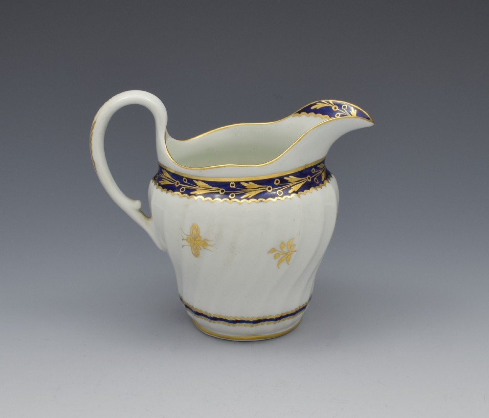 Flight Period Worcester Porcelain Waisted Cream Jug Gilded Fly Pattern View VII