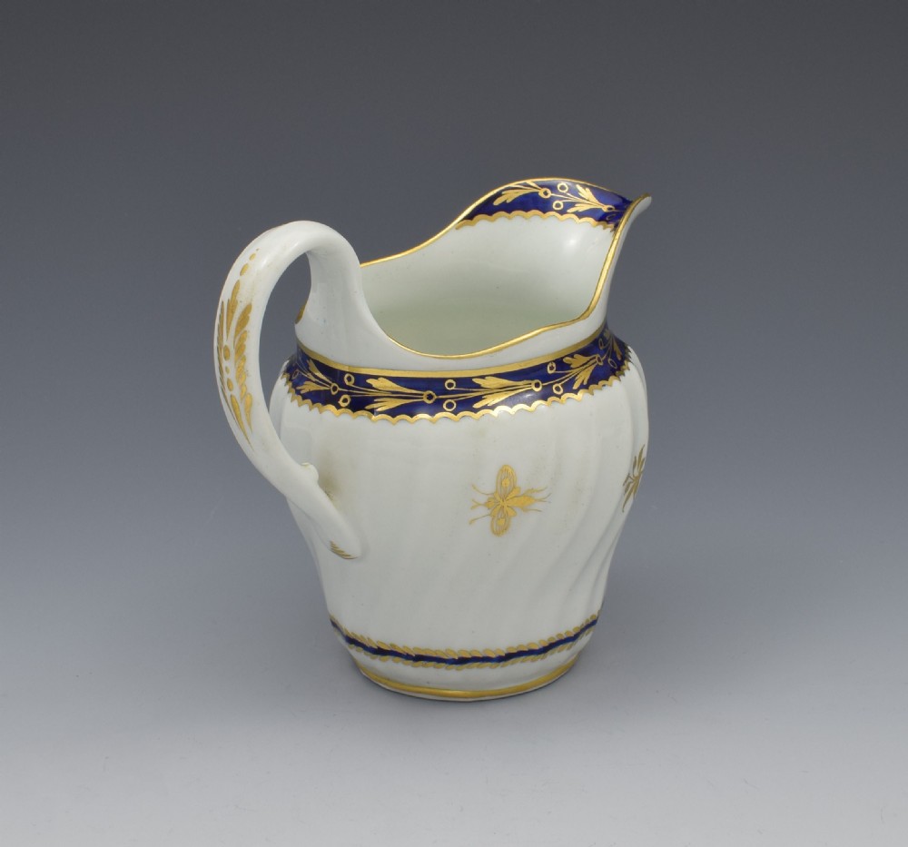 Flight Period Worcester Porcelain Waisted Cream Jug Gilded Fly Pattern View VIII