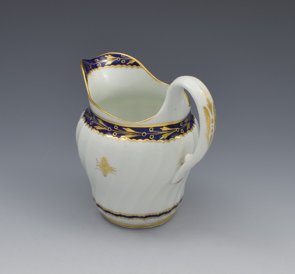 Flight Period Worcester Porcelain Waisted Cream Jug Gilded Fly Pattern View X