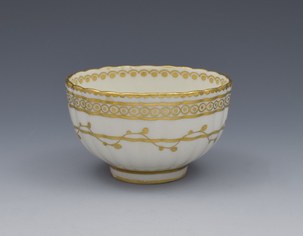 18th Century Derby Porcelain Fluted Tea Bowl & Saucer  View III