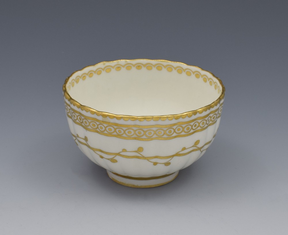 18th Century Derby Porcelain Fluted Tea Bowl & Saucer  View V