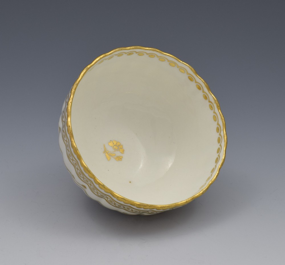 18th Century Derby Porcelain Fluted Tea Bowl & Saucer  View VI