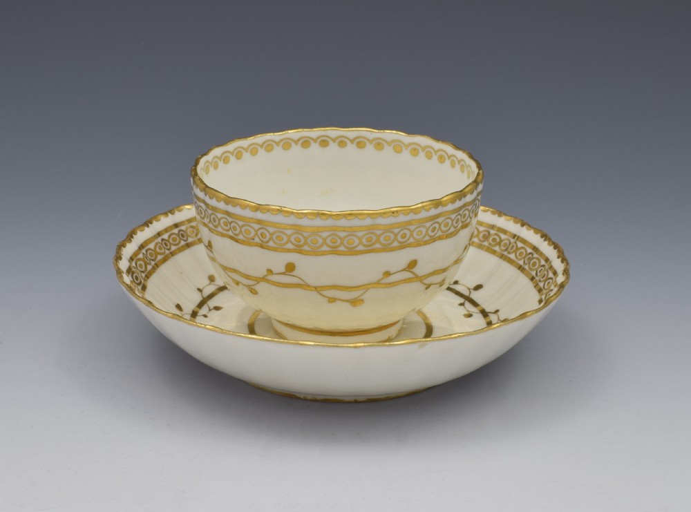 18th Century Derby Porcelain Fluted Tea Bowl & Saucer  View VII