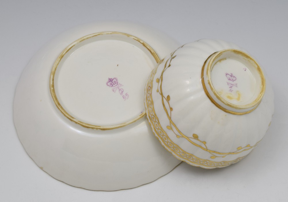 18th Century Derby Porcelain Fluted Tea Bowl & Saucer  View XI