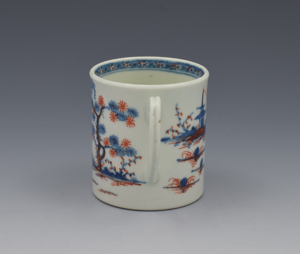 First Period Worcester Small Coffee Can Clobbered Cannonball c.1770 View III