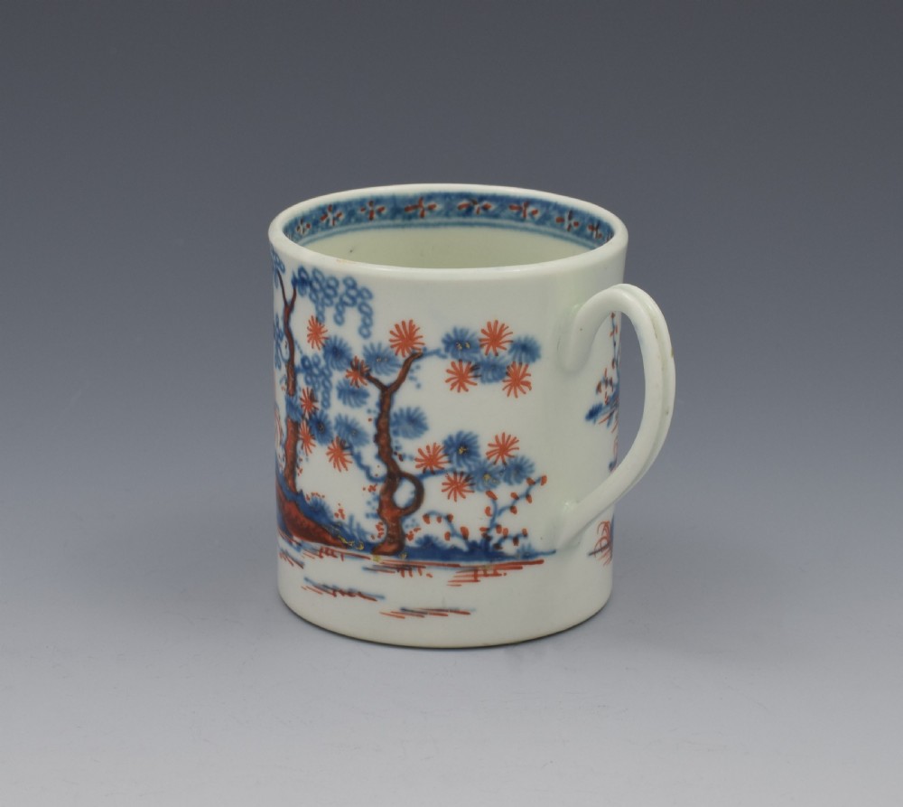 First Period Worcester Small Coffee Can Clobbered Cannonball c.1770 View IV