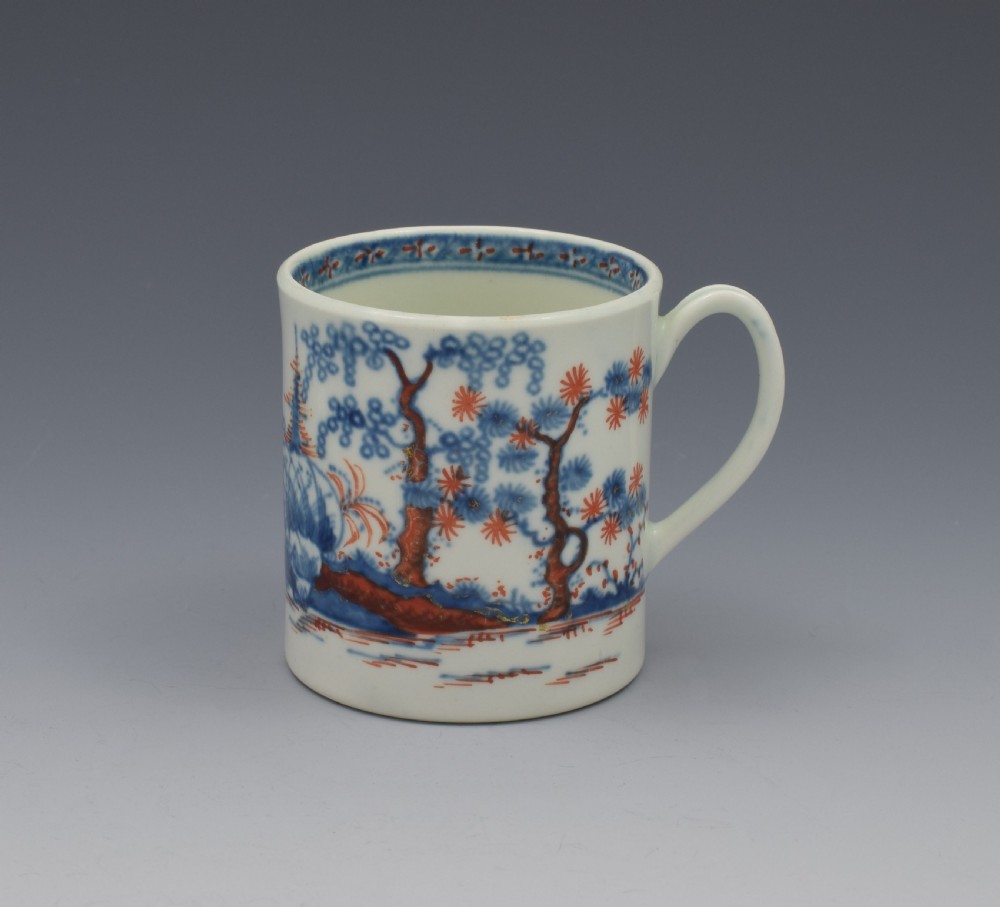 First Period Worcester Small Coffee Can Clobbered Cannonball c.1770 View V