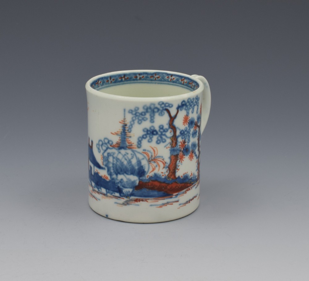 First Period Worcester Small Coffee Can Clobbered Cannonball c.1770 View VI