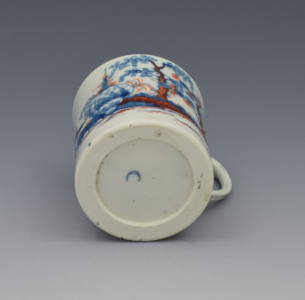 First Period Worcester Small Coffee Can Clobbered Cannonball c.1770 View X