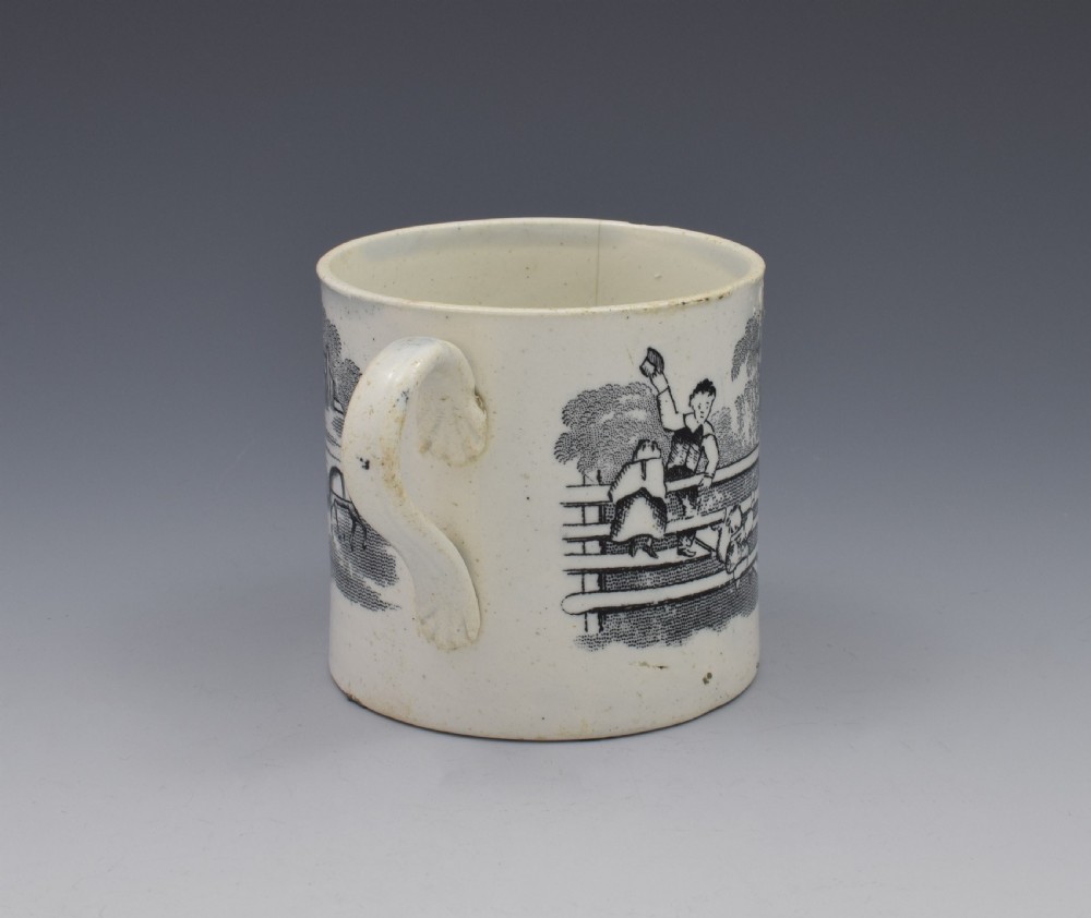 Staffordshire Pearlware Child's Black Printed Mug Franklin's Maxims View II
