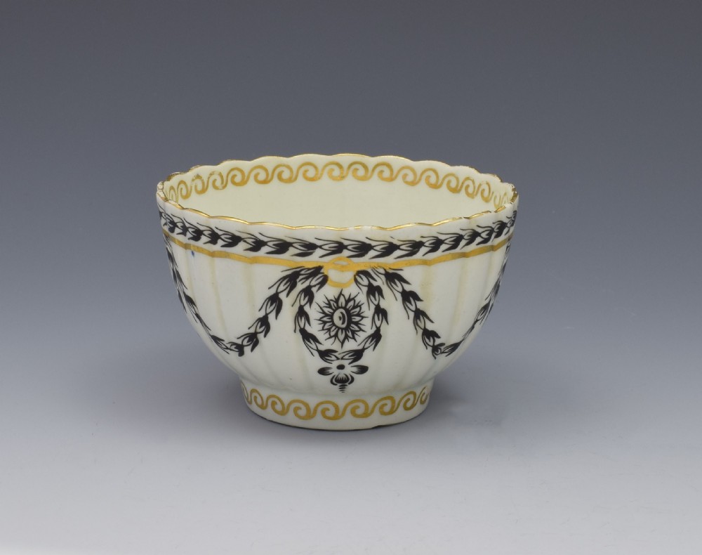 First Period Worcester Fluted Tea Bowl & Saucer c.1780 View V