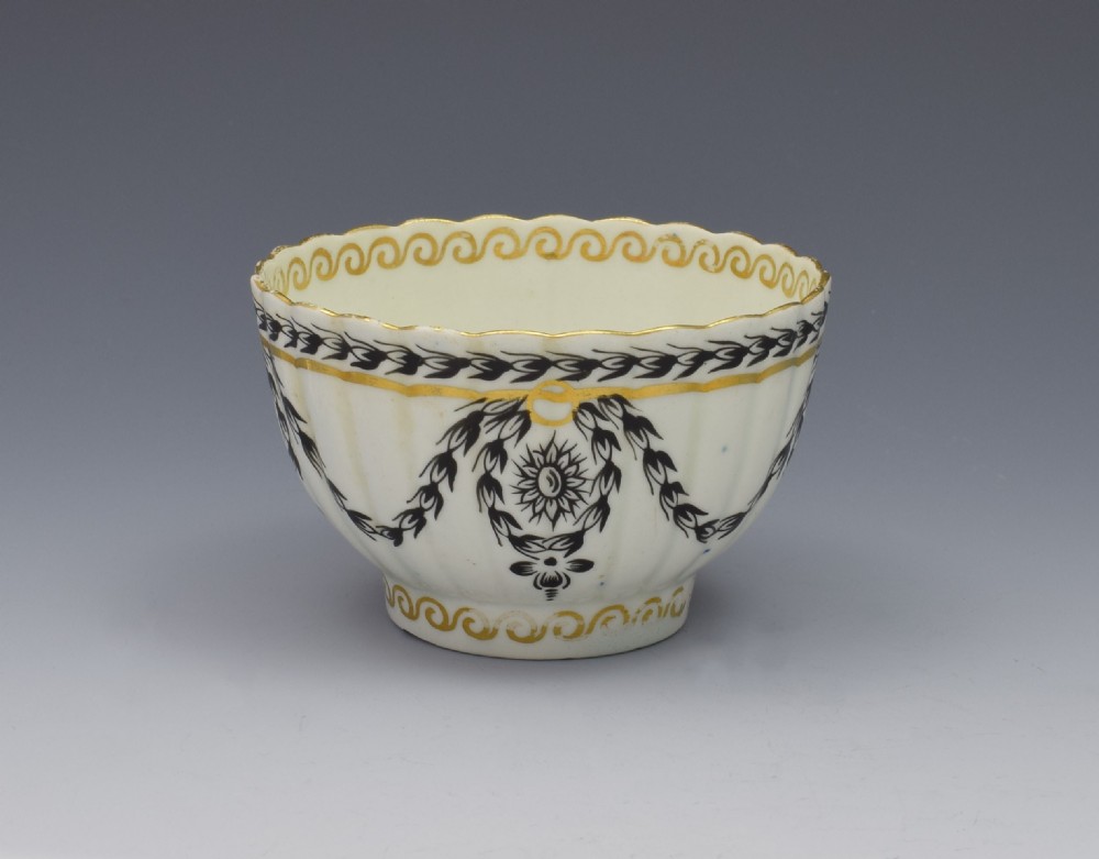 First Period Worcester Fluted Tea Bowl & Saucer c.1780 View VI