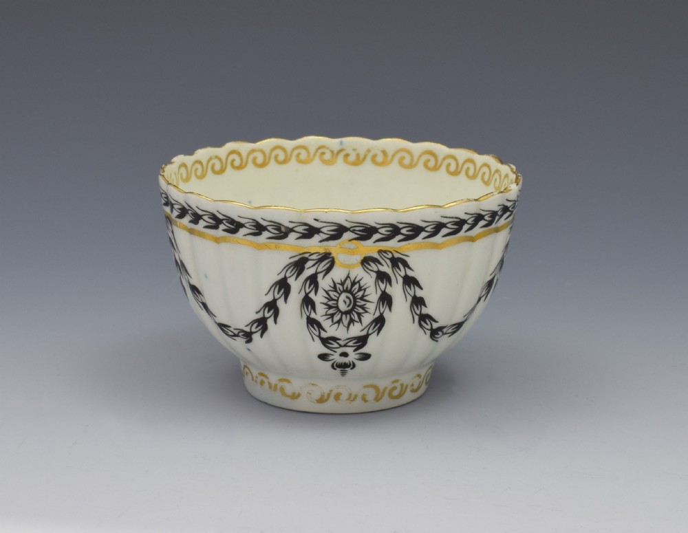 First Period Worcester Fluted Tea Bowl & Saucer c.1780 View VII