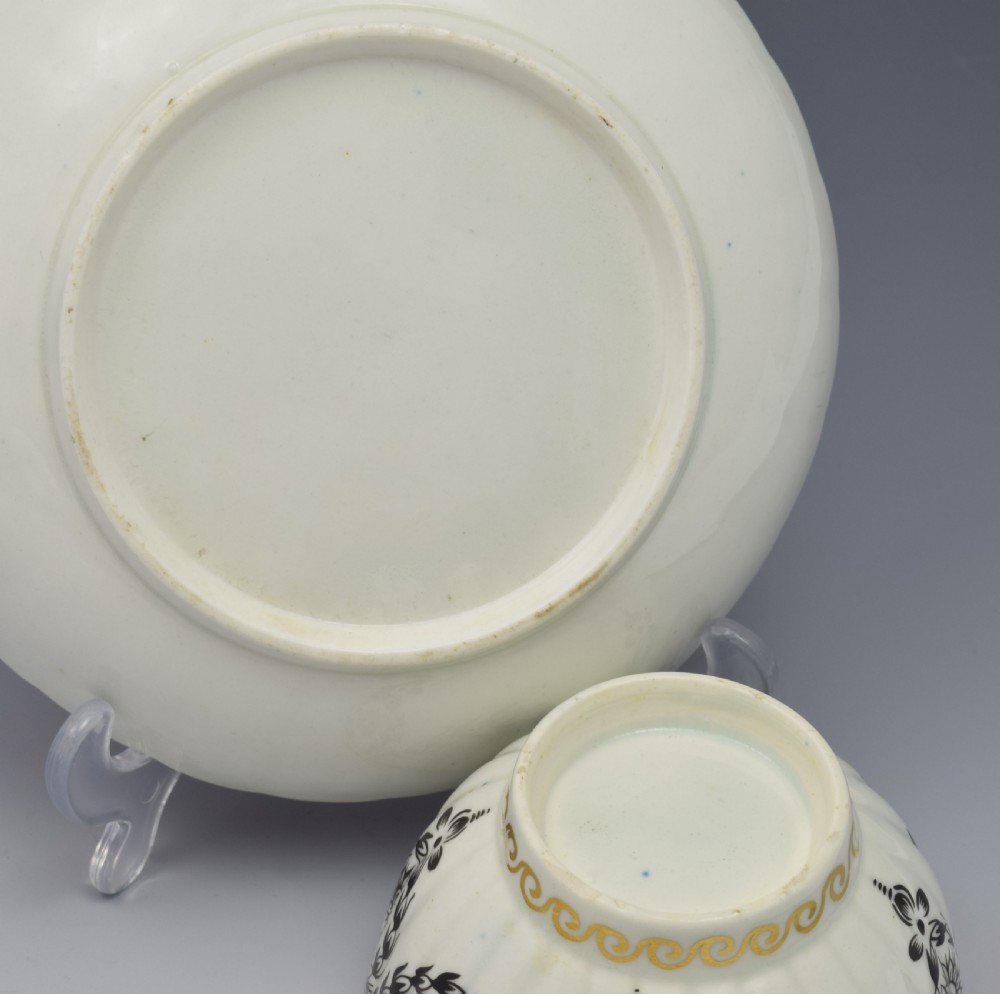 First Period Worcester Fluted Tea Bowl & Saucer c.1780 View IX
