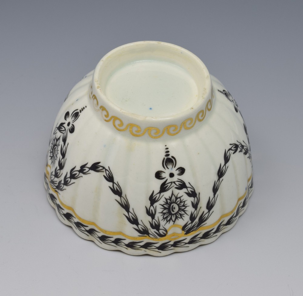 First Period Worcester Fluted Tea Bowl & Saucer c.1780 View X