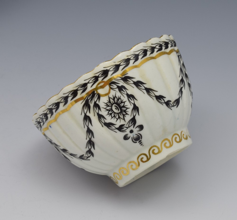 First Period Worcester Fluted Tea Bowl & Saucer c.1780 View XI