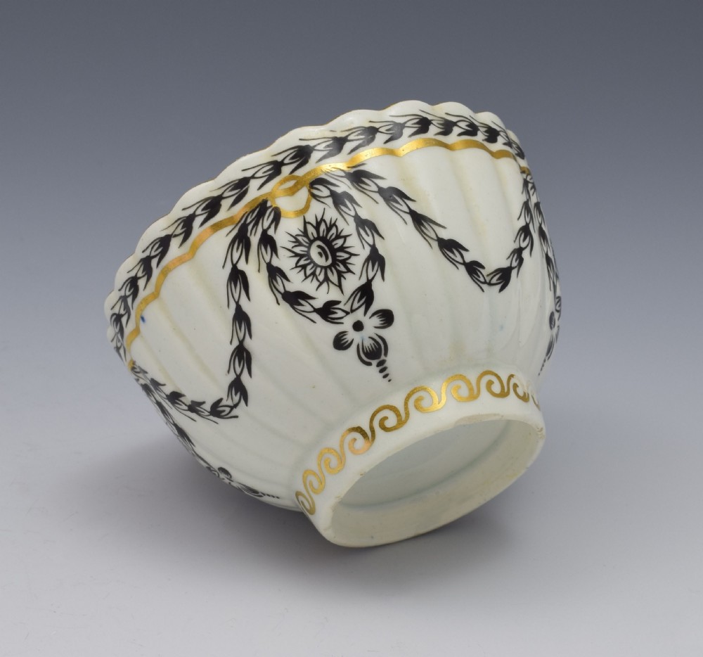 First Period Worcester Fluted Tea Bowl & Saucer c.1780 View XIII