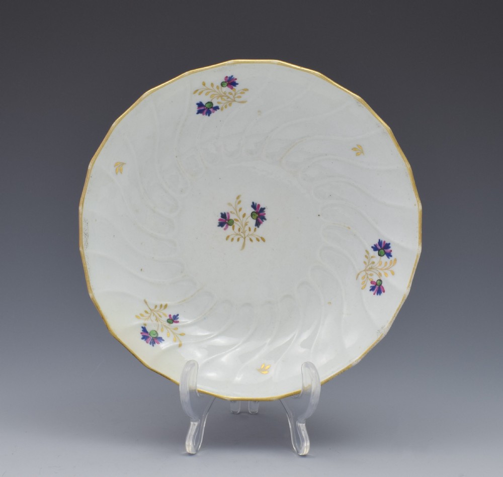 Flight Period Worcester Shanked Tea Bowl & Saucer Cornflower Sprigs c.1795 View II