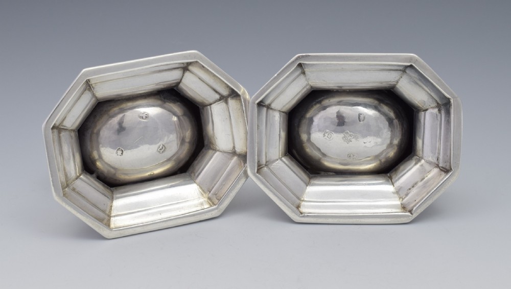 Matched Pair Of Georgian Silver Trencher Salts 1769 & 1772 View IV