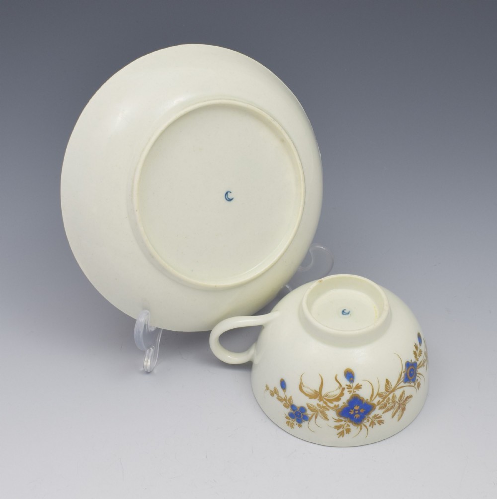 First Period Worcester Porcelain Tea Cup & Saucer c.1785 View XI