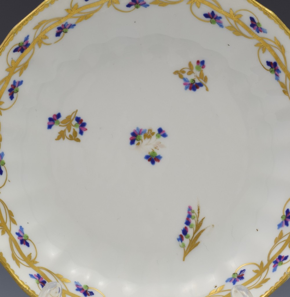 18th Century Derby Porcelain Cup & Saucer Barbeaux Sprigs, c.1785 View III