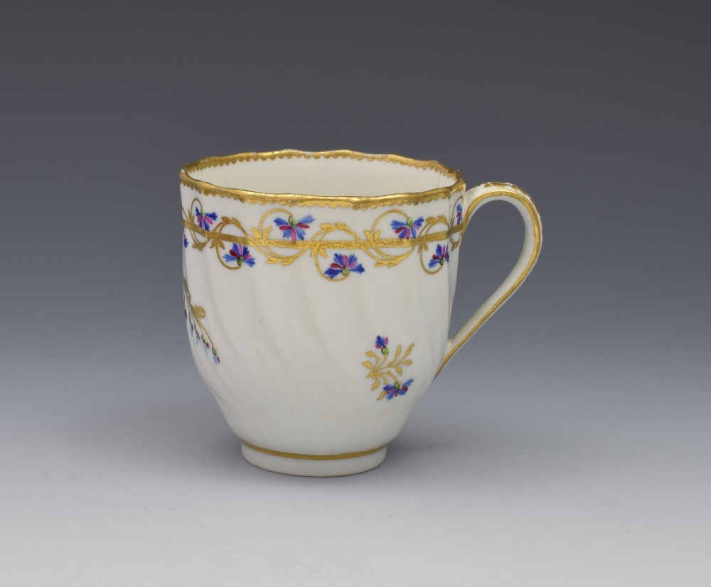 18th Century Derby Porcelain Cup & Saucer Barbeaux Sprigs, c.1785 View IV