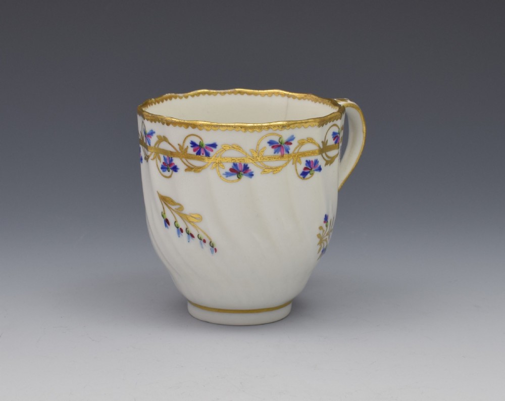 18th Century Derby Porcelain Cup & Saucer Barbeaux Sprigs, c.1785 View V