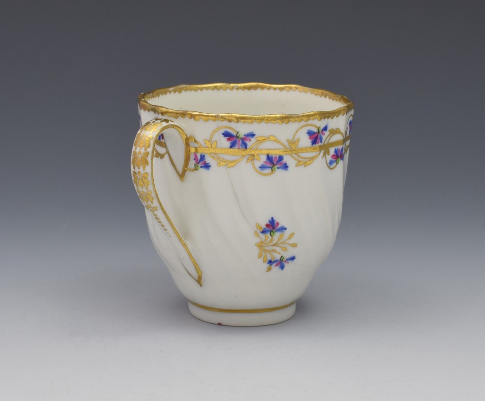 18th Century Derby Porcelain Cup & Saucer Barbeaux Sprigs, c.1785 View X