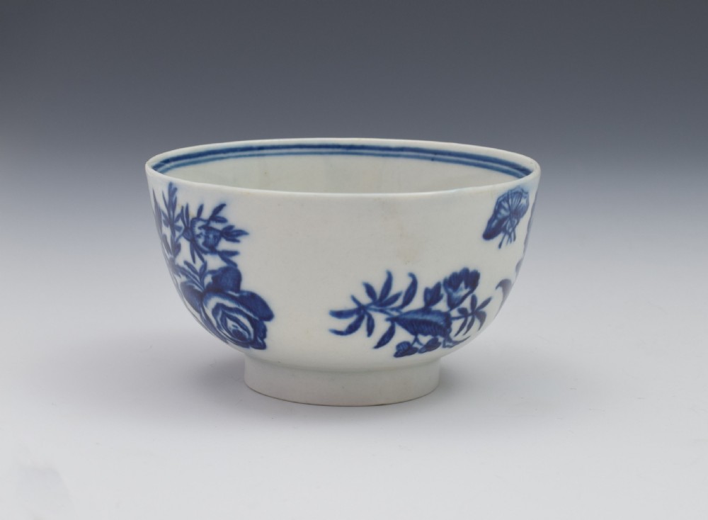 First Period Worcester Porcelain Three Flowers Pattern Tea Bowl c.1775 View II