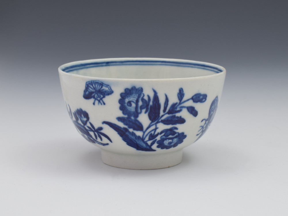 First Period Worcester Porcelain Three Flowers Pattern Tea Bowl c.1775 View III
