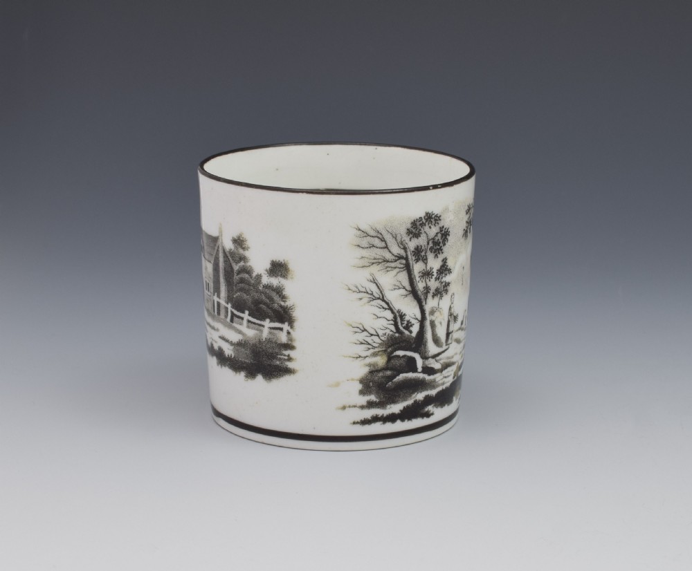 Georgian New Hall Bat Print Landscape Coffee Can c.1805 View III