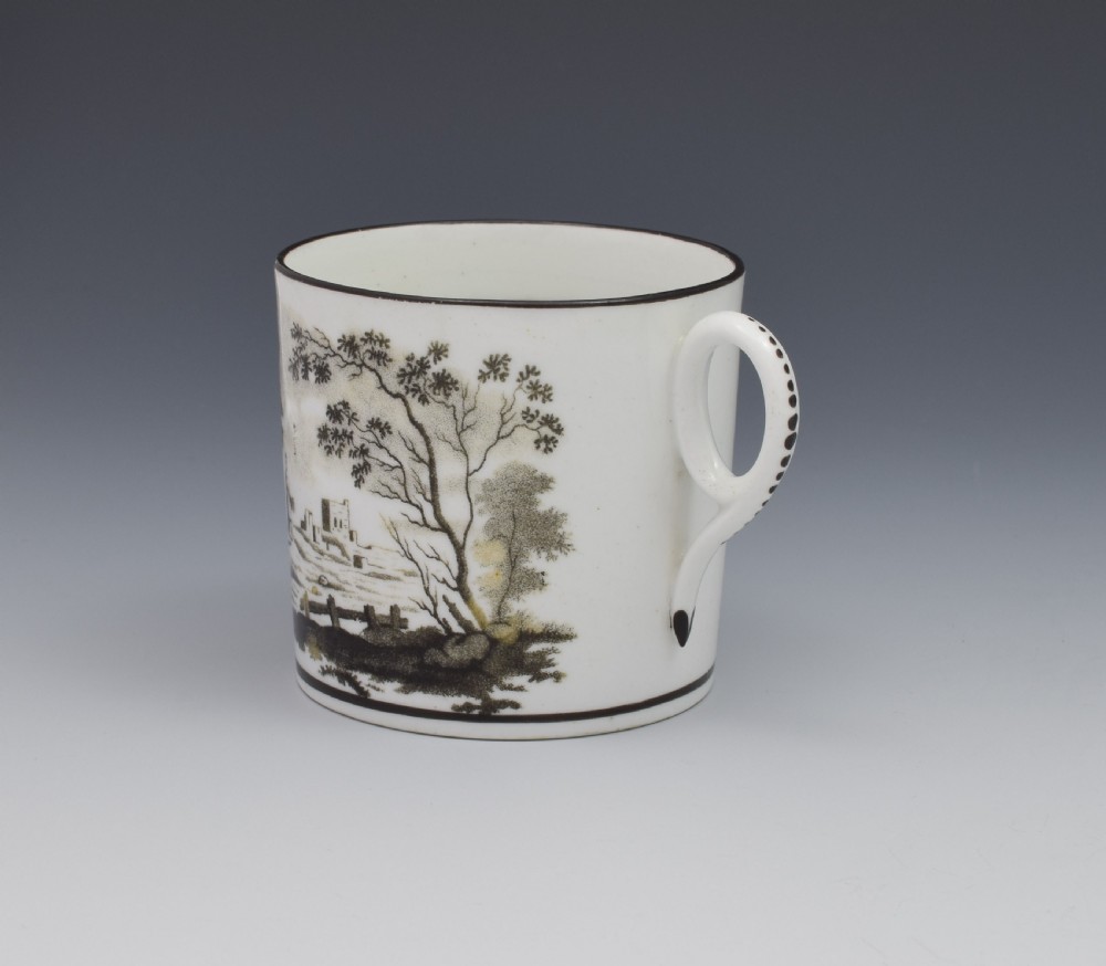 Georgian New Hall Bat Print Landscape Coffee Can c.1805 View VI