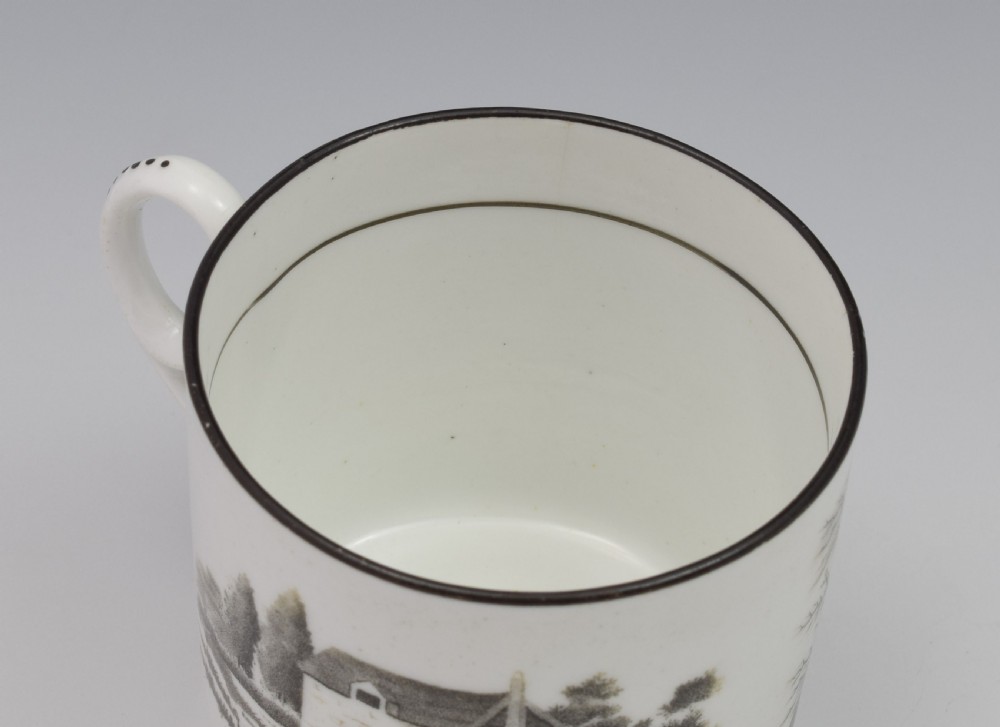 Georgian New Hall Bat Print Landscape Coffee Can c.1805 View XII
