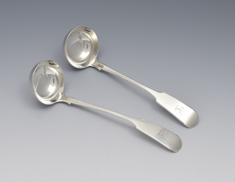Pair Victorian Scottish Silver Sauce Toddy Ladles Glasgow 1861 View II