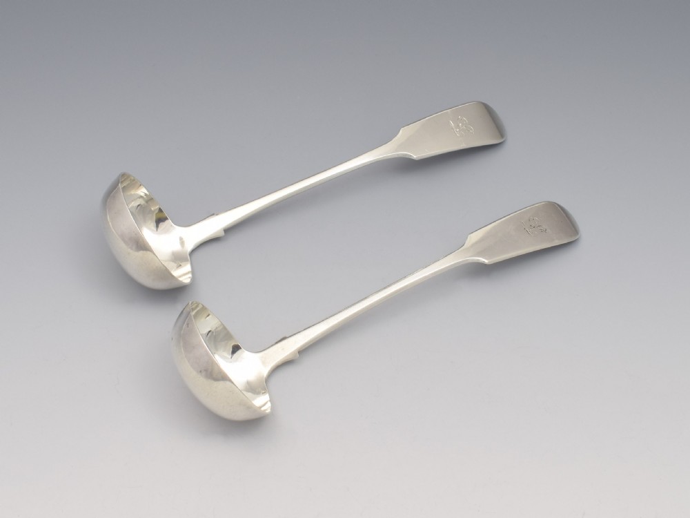 Pair Victorian Scottish Silver Sauce Toddy Ladles Glasgow 1861 View III