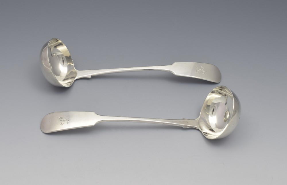 Pair Victorian Scottish Silver Sauce Toddy Ladles Glasgow 1861 View IV