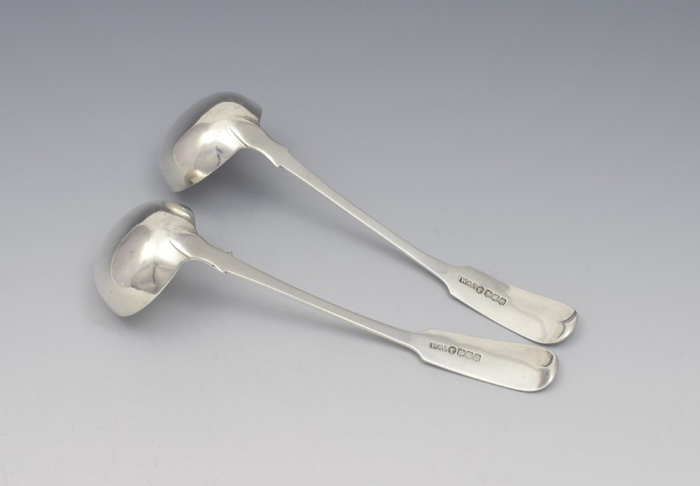 Pair Victorian Scottish Silver Sauce Toddy Ladles Glasgow 1861 View VI