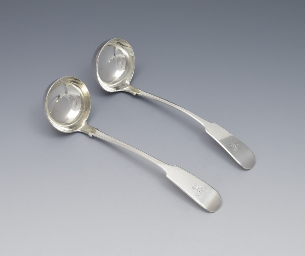 Pair Victorian Scottish Silver Sauce Toddy Ladles Glasgow 1861